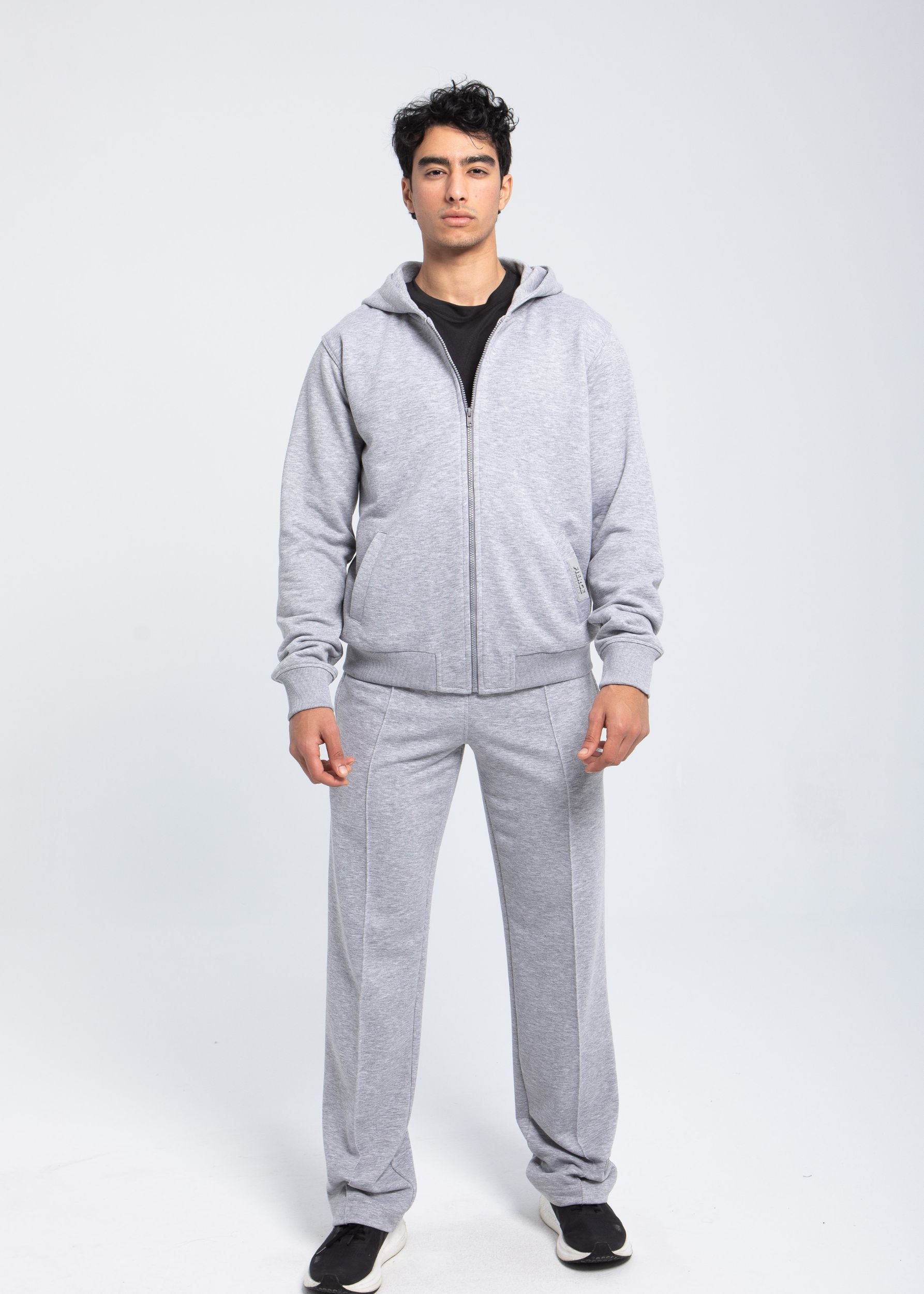 Essential zip hoodie full-body fit in heather grey