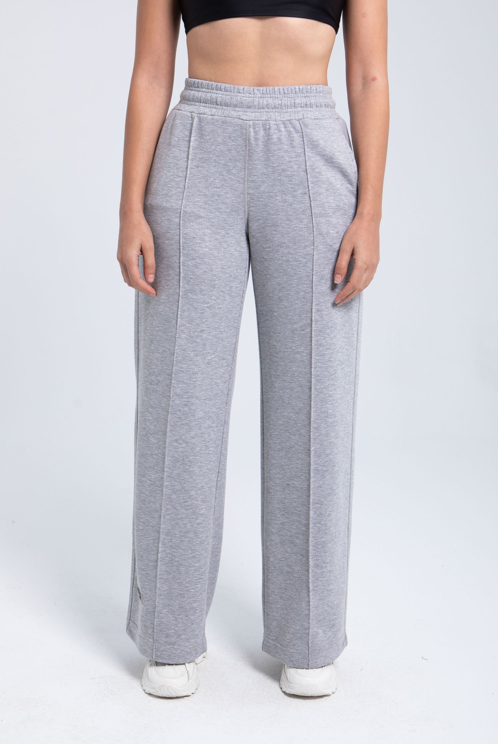 Essential Gray Structured Wide-Leg Fleece Pant | Polished Comfort