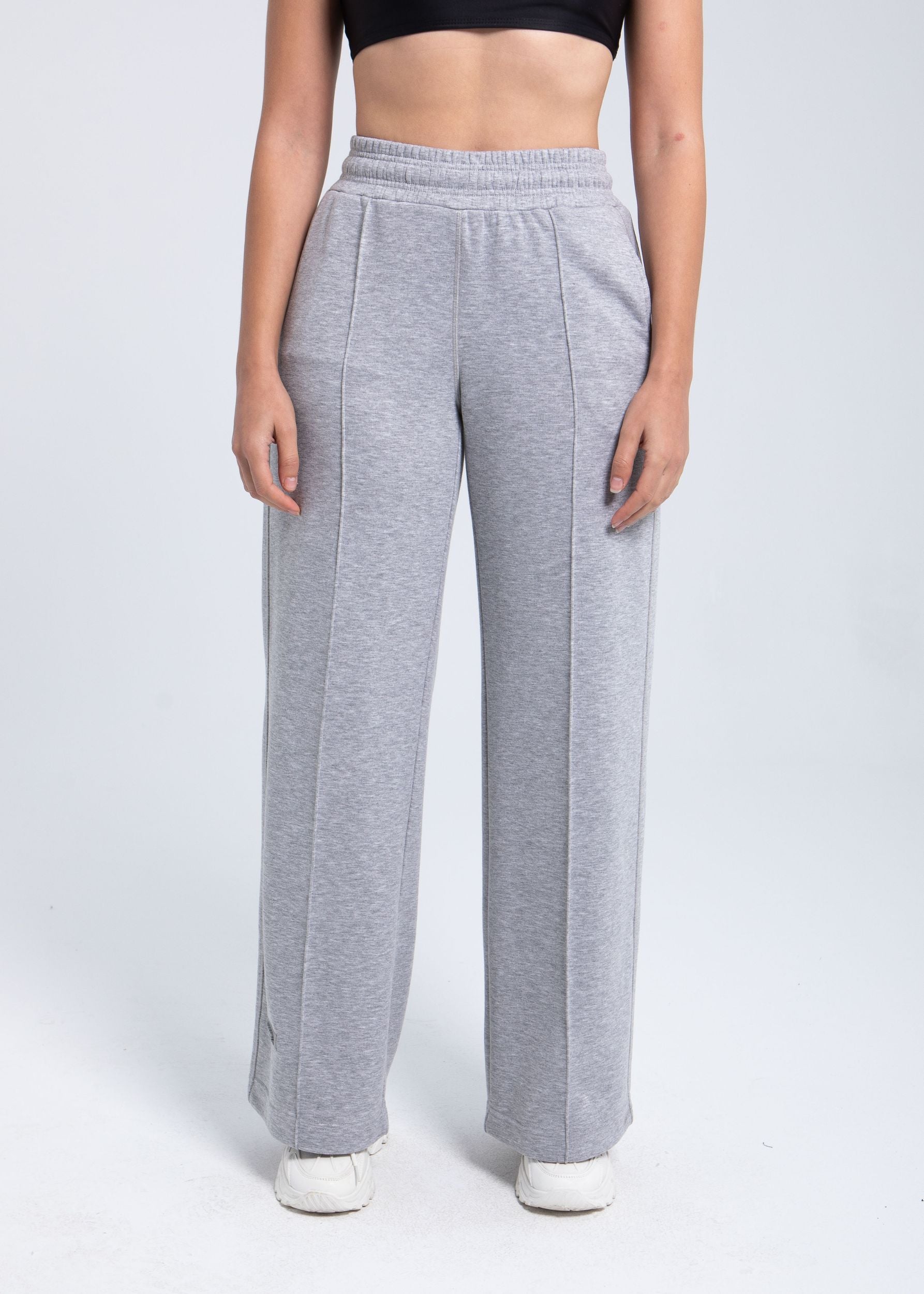 Essential Gray Structured Wide-Leg Fleece Pant | Polished Comfort