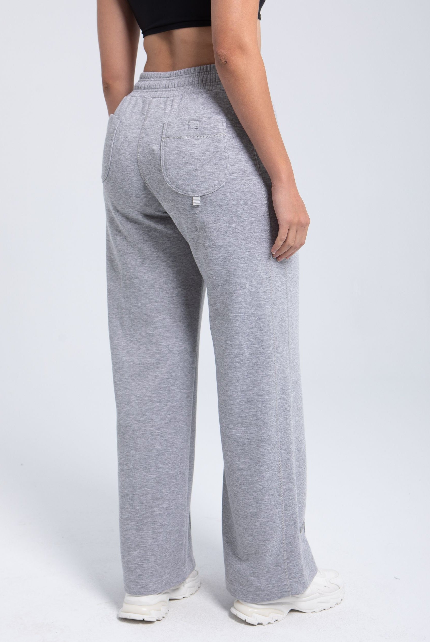 Essential Gray Structured Wide-Leg Fleece Pant | Polished Comfort