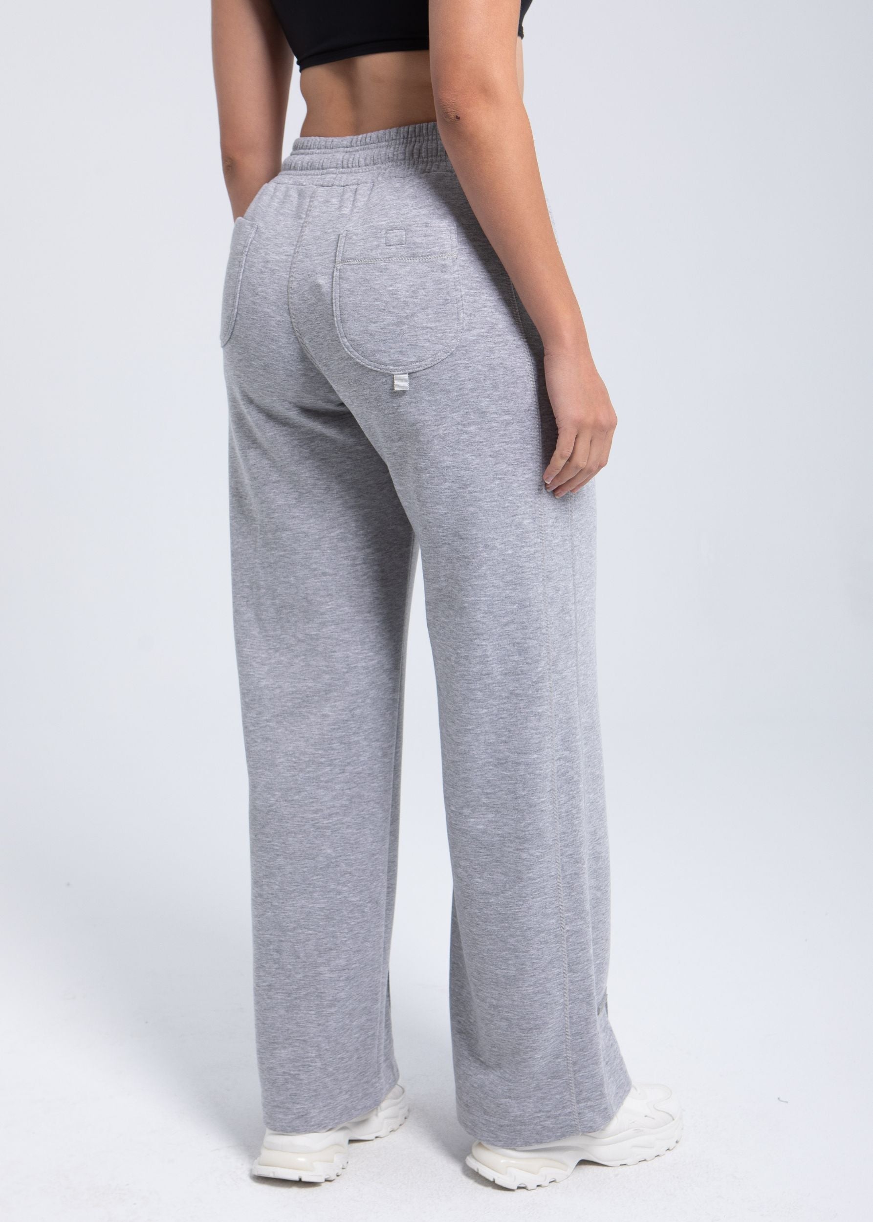 Essential Gray Structured Wide-Leg Fleece Pant | Polished Comfort