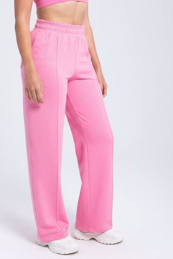 Essential Gray Structured Wide-Leg Fleece Pant | Polished Comfort