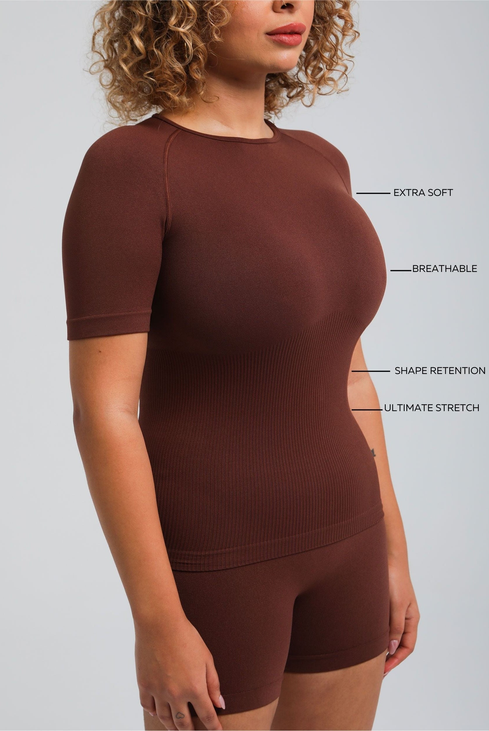 Ultra-soft lightweight T-shirt with stretch—second skin fit