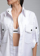 Lightweight oversized shirt styled for layering or solo wear