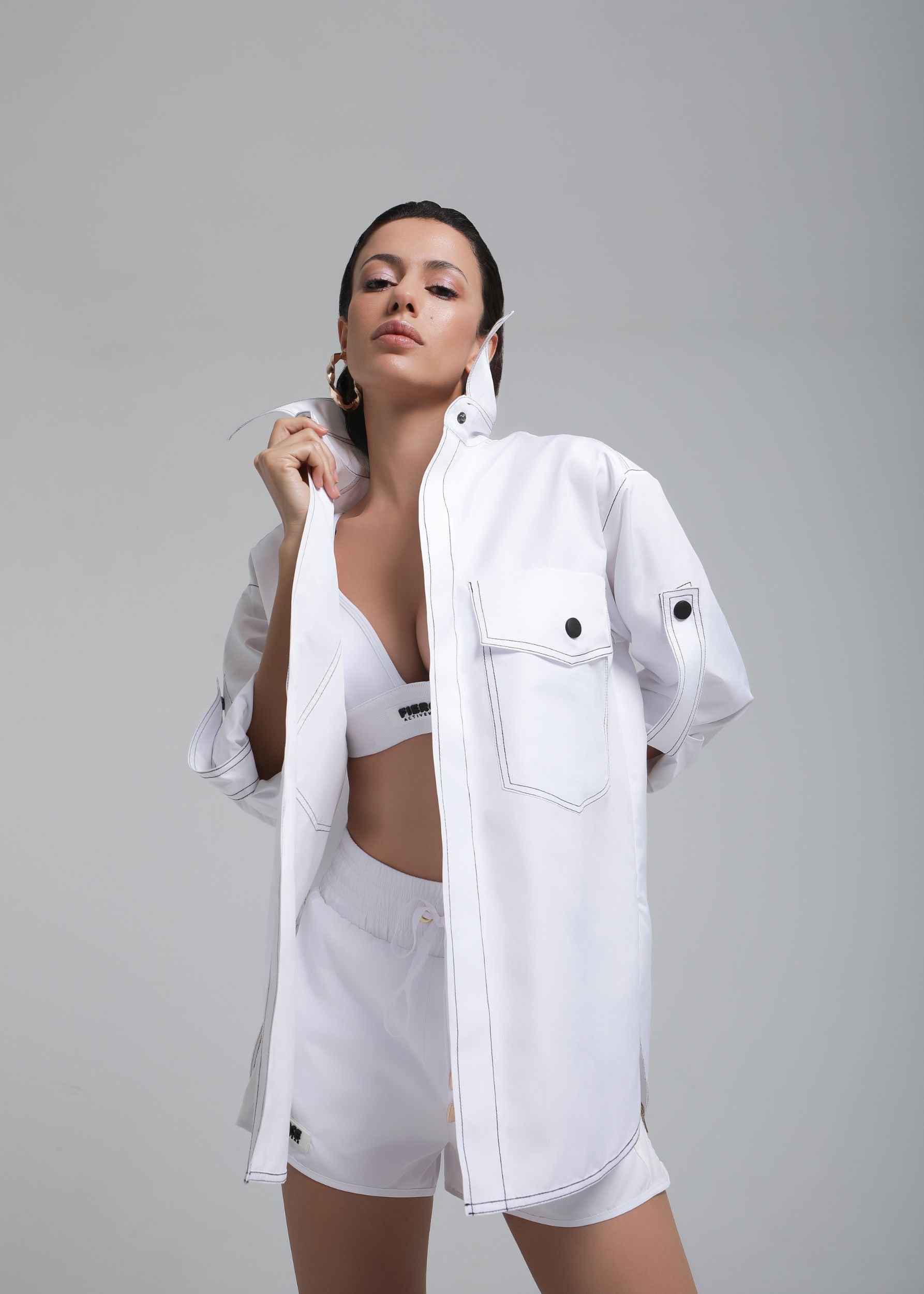 Lightweight oversized shirt styled for layering or solo wear