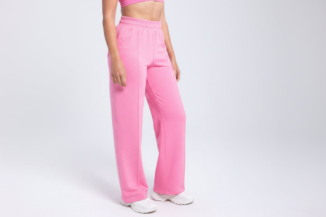 Essential Gray Structured Wide-Leg Fleece Pant | Polished Comfort